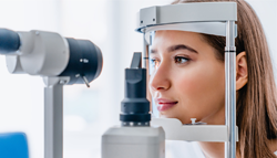 Lady getting a comprehensive eye exam