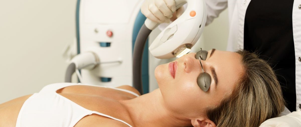 Patient receiving Intense Pulsed Light treatment